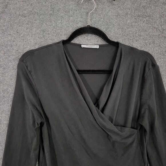 MM LAFLEUR The Octavia Top Black Faux Wrap Long Sleeve Minimalist SIZE XS - Picture 4 of 11